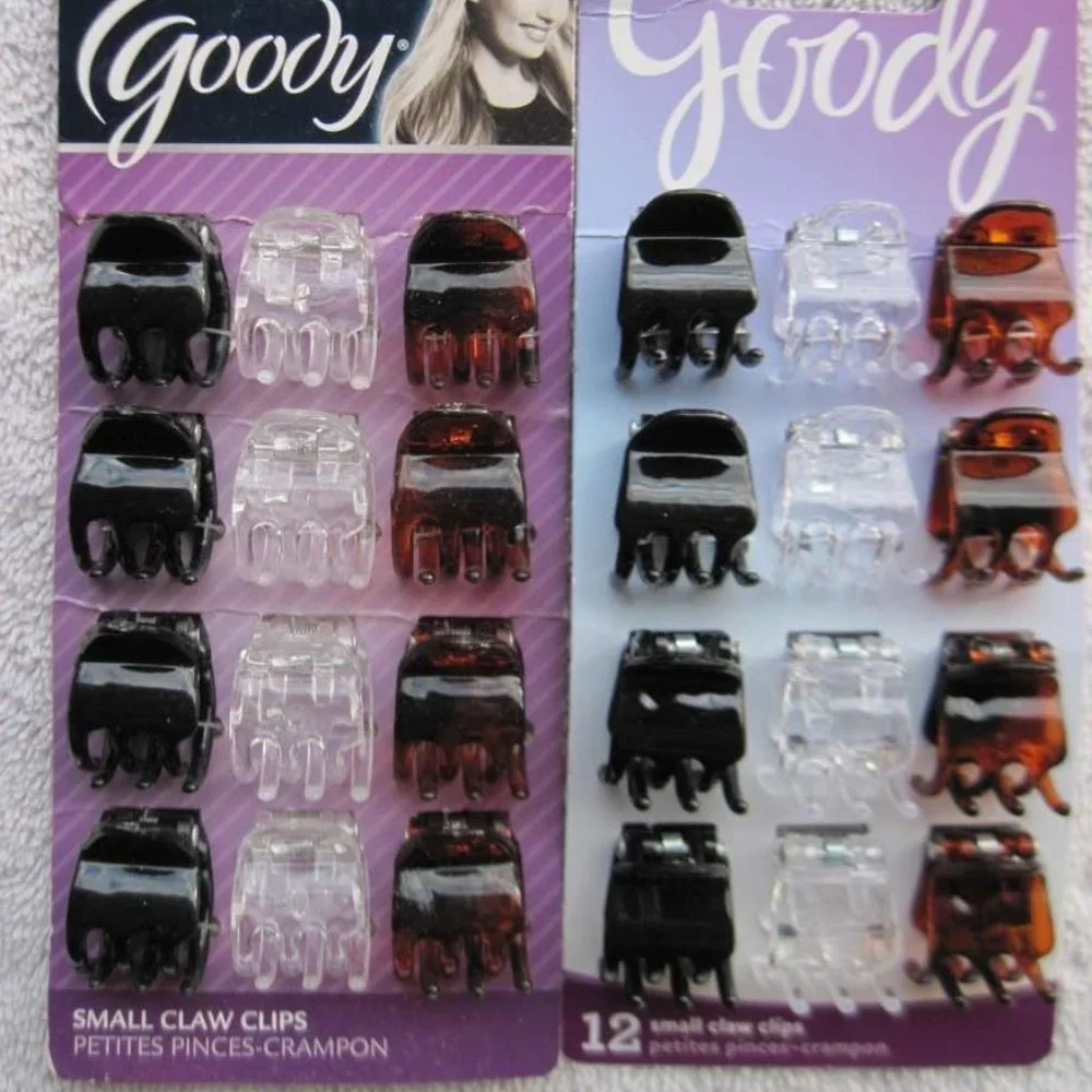 12 Goody Classics Darla Small Claw Clips Hair Jaw Plastic Black Tort Brown Clear
